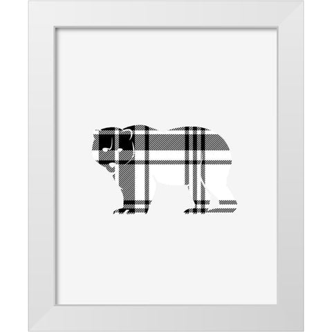 Tartan Bear White Modern Wood Framed Art Print by Straatsma, Leah