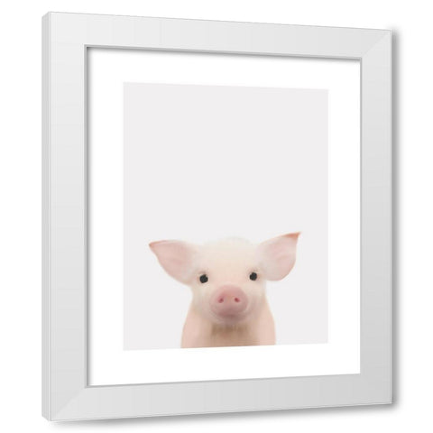 Piglet Face White Modern Wood Framed Art Print by Straatsma, Leah