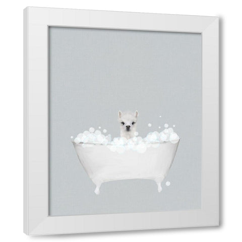 Alpaca Blue Bath White Modern Wood Framed Art Print by Straatsma, Leah