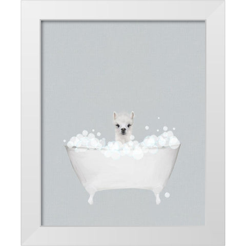 Alpaca Blue Bath White Modern Wood Framed Art Print by Straatsma, Leah