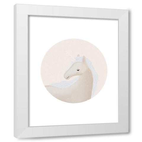 Circle Unicorn White Modern Wood Framed Art Print by Straatsma, Leah