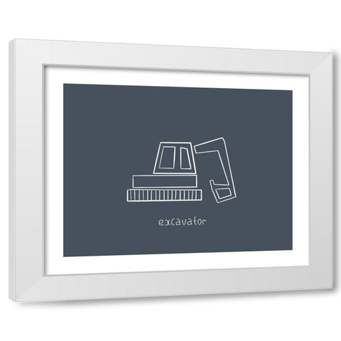 Excavator Navy White Modern Wood Framed Art Print by Straatsma, Leah
