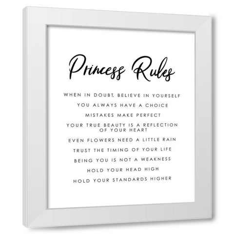 Princess Rules Black White White Modern Wood Framed Art Print by Straatsma, Leah