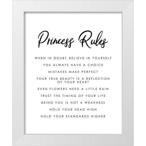 Princess Rules Black White White Modern Wood Framed Art Print by Straatsma, Leah