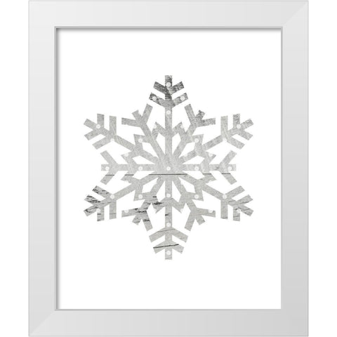 Wooden Snowflake Polka 1 White Modern Wood Framed Art Print by Straatsma, Leah