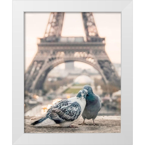 Love Birds in Paris White Modern Wood Framed Art Print by Straatsma, Leah