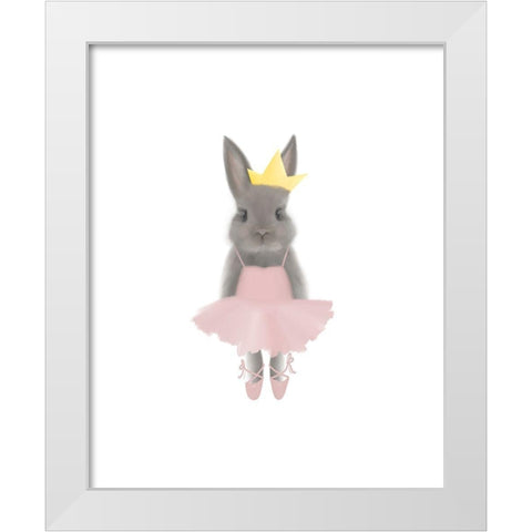 Full Body Ballet Bunny White Modern Wood Framed Art Print by Varacek, Pam