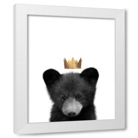 Crown Black Bear White Modern Wood Framed Art Print by Straatsma, Leah