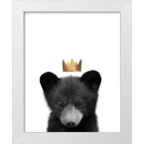 Crown Black Bear White Modern Wood Framed Art Print by Straatsma, Leah