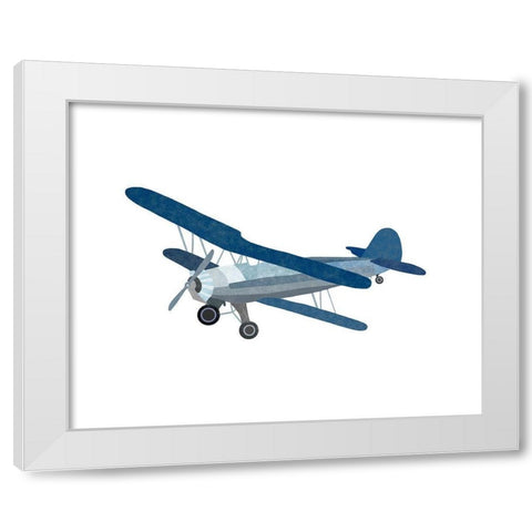 Blue Watercolor Plane White Modern Wood Framed Art Print by Straatsma, Leah