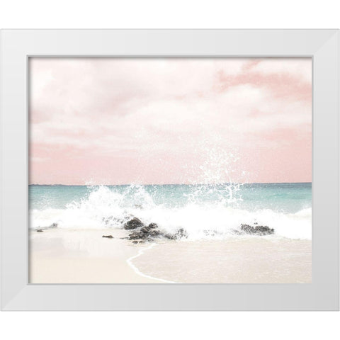 Pink Splashy Waves White Modern Wood Framed Art Print by Straatsma, Leah