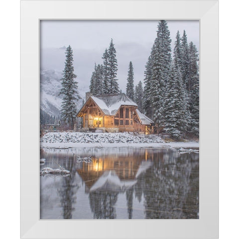 Winter Cabin White Modern Wood Framed Art Print by Straatsma, Leah