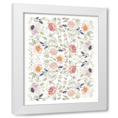 Watercolor Florals Pattern White Modern Wood Framed Art Print by Straatsma, Leah