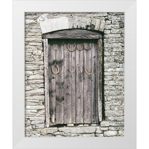 Horseshoes on Barn Door White Modern Wood Framed Art Print by Straatsma, Leah