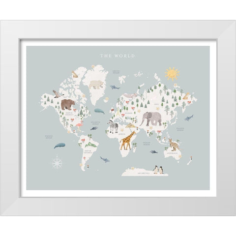 World Map White Modern Wood Framed Art Print by Straatsma, Leah
