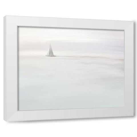 Solitary Sailboat White Modern Wood Framed Art Print by Straatsma, Leah