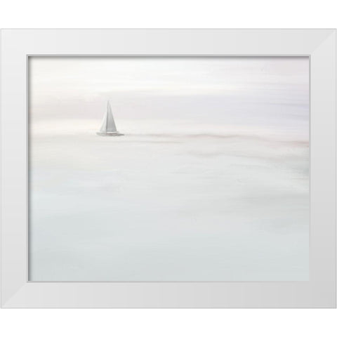 Solitary Sailboat White Modern Wood Framed Art Print by Straatsma, Leah