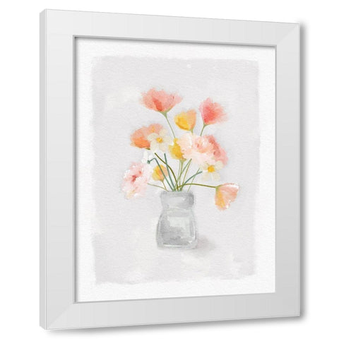 Florals In Vase White Modern Wood Framed Art Print by Straatsma, Leah