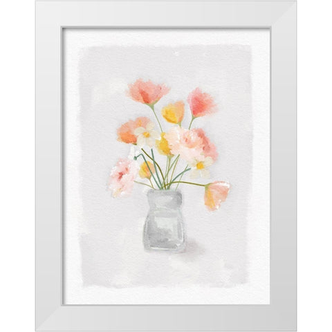 Florals In Vase White Modern Wood Framed Art Print by Straatsma, Leah