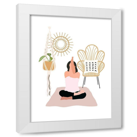Calming Yoga White Modern Wood Framed Art Print by Straatsma, Leah