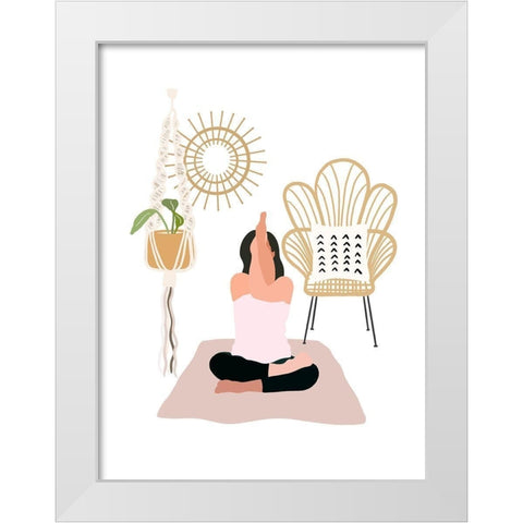 Calming Yoga White Modern Wood Framed Art Print by Straatsma, Leah