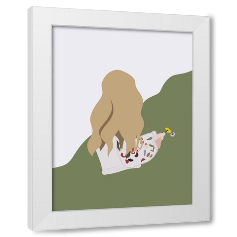 Boho Girl with Florals White Modern Wood Framed Art Print by Straatsma, Leah