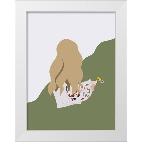 Boho Girl with Florals White Modern Wood Framed Art Print by Straatsma, Leah