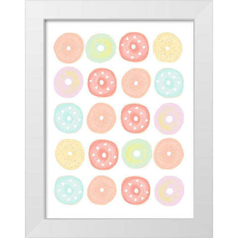 Delicious Donuts White Modern Wood Framed Art Print by Straatsma, Leah