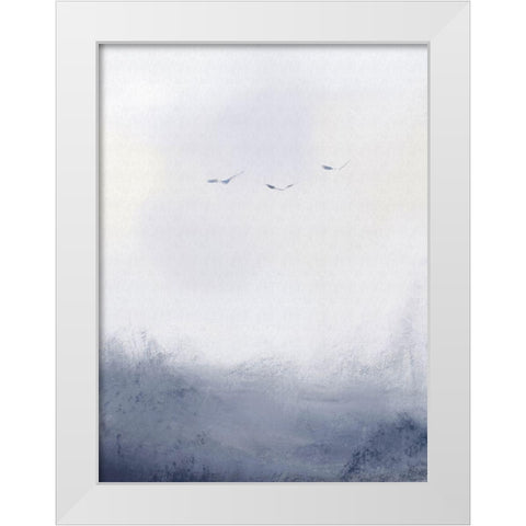 Birds Ocean Storm 2 White Modern Wood Framed Art Print by Straatsma, Leah