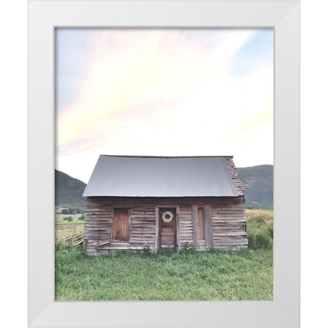 Rainbow Sky and Cabin White Modern Wood Framed Art Print by Straatsma, Leah