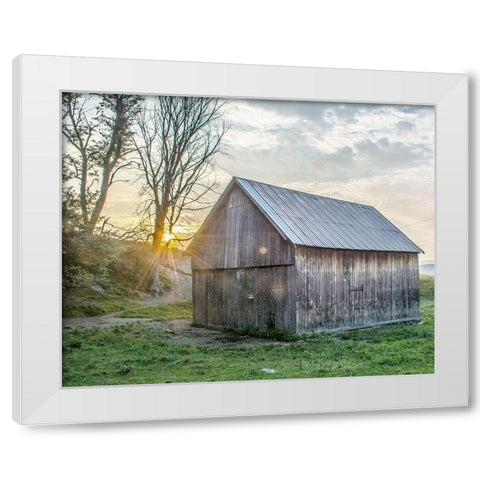 Sun and Barn White Modern Wood Framed Art Print by Straatsma, Leah