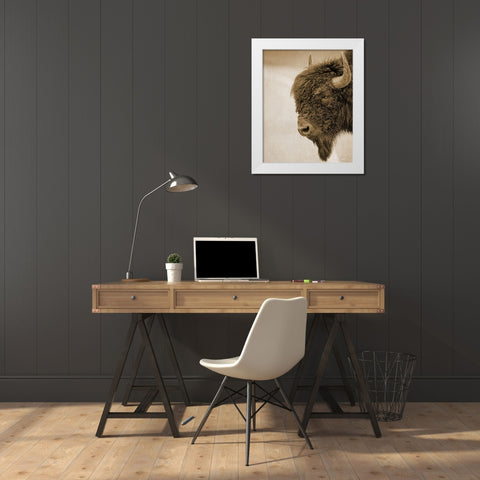 Textured Bison White Modern Wood Framed Art Print by Straatsma, Leah