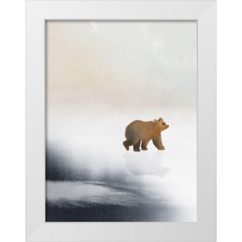Bear On Ice White Modern Wood Framed Art Print by Straatsma, Leah
