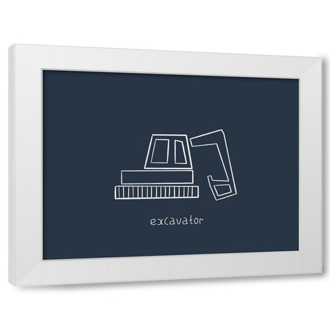 Excavator Navy White Modern Wood Framed Art Print by Straatsma, Leah