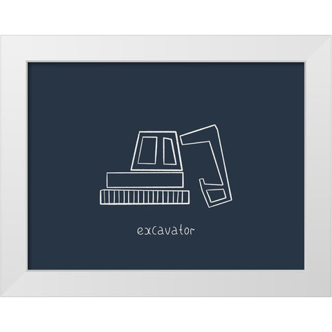 Excavator Navy White Modern Wood Framed Art Print by Straatsma, Leah
