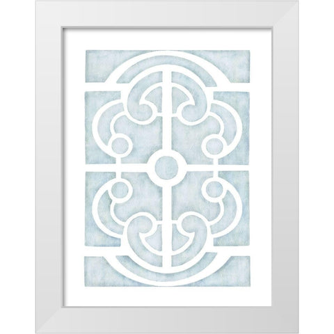 Blue Parterre White Modern Wood Framed Art Print by Straatsma, Leah