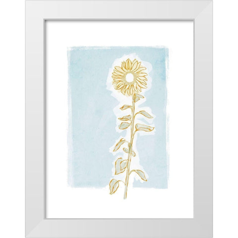 Sunflower and Blue Skies White Modern Wood Framed Art Print by Straatsma, Leah