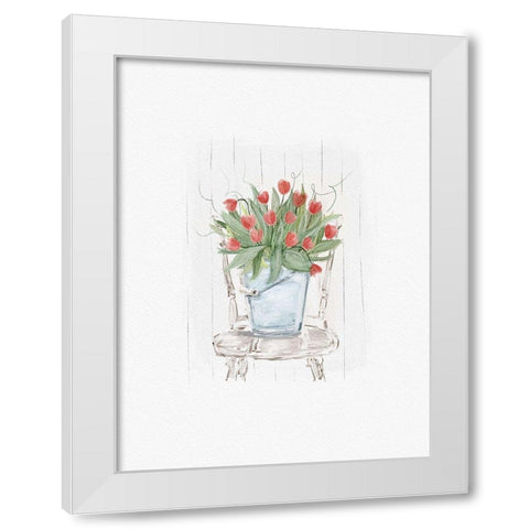 Tulips on a Chair White Modern Wood Framed Art Print by Straatsma, Leah