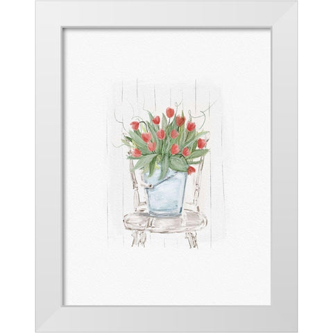 Tulips on a Chair White Modern Wood Framed Art Print by Straatsma, Leah
