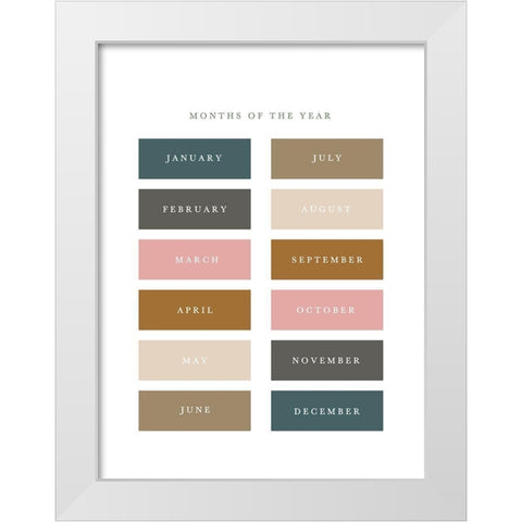 Months of the Year Fall Gems White Modern Wood Framed Art Print by Straatsma, Leah