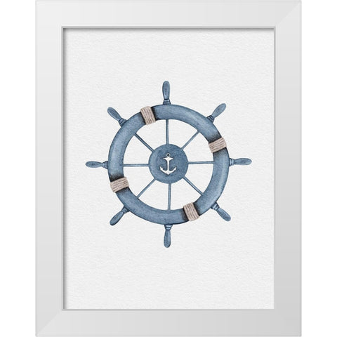 Helm Wheel White Modern Wood Framed Art Print by Straatsma, Leah
