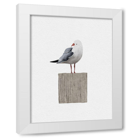 Seagull White Modern Wood Framed Art Print by Straatsma, Leah
