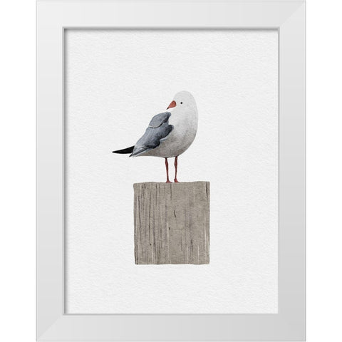 Seagull White Modern Wood Framed Art Print by Straatsma, Leah