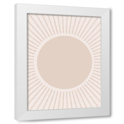 Peach Sunburst White Modern Wood Framed Art Print by Straatsma, Leah