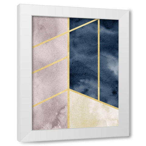 Watercolor Abstract With Gold White Modern Wood Framed Art Print by Straatsma, Leah