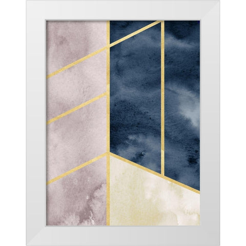 Watercolor Abstract With Gold White Modern Wood Framed Art Print by Straatsma, Leah