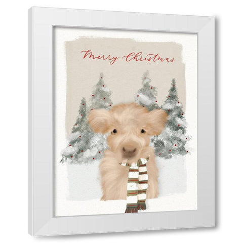 A Cow Christmas Wish White Modern Wood Framed Art Print by Straatsma, Leah