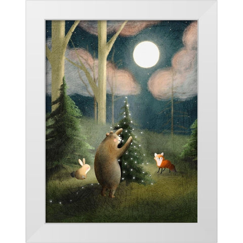 And to All A Good Night White Modern Wood Framed Art Print by Straatsma, Leah
