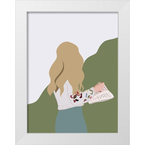 Journal Girl White Modern Wood Framed Art Print by Straatsma, Leah