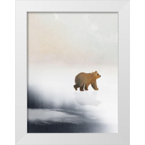 Bear On Ice White Modern Wood Framed Art Print by Straatsma, Leah